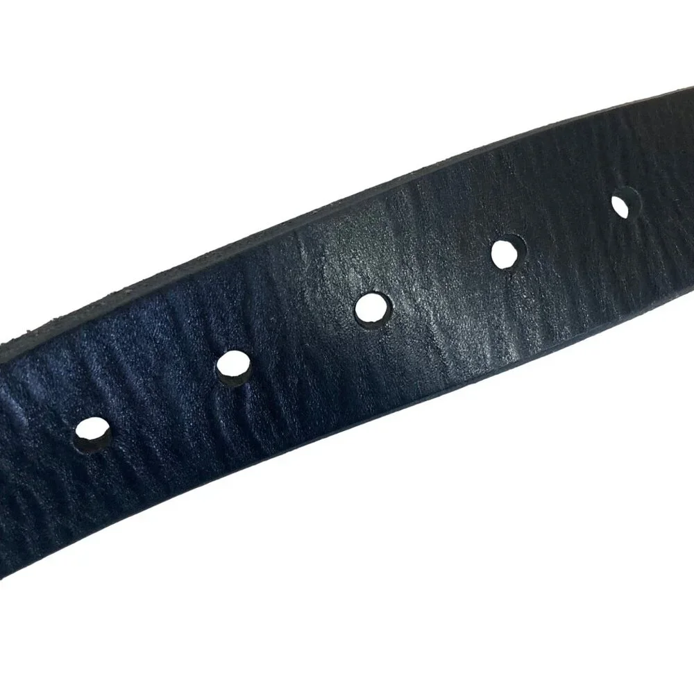 Fossil Mens Black Genuine Leather Belt Size 44 Silver Tone Buckle